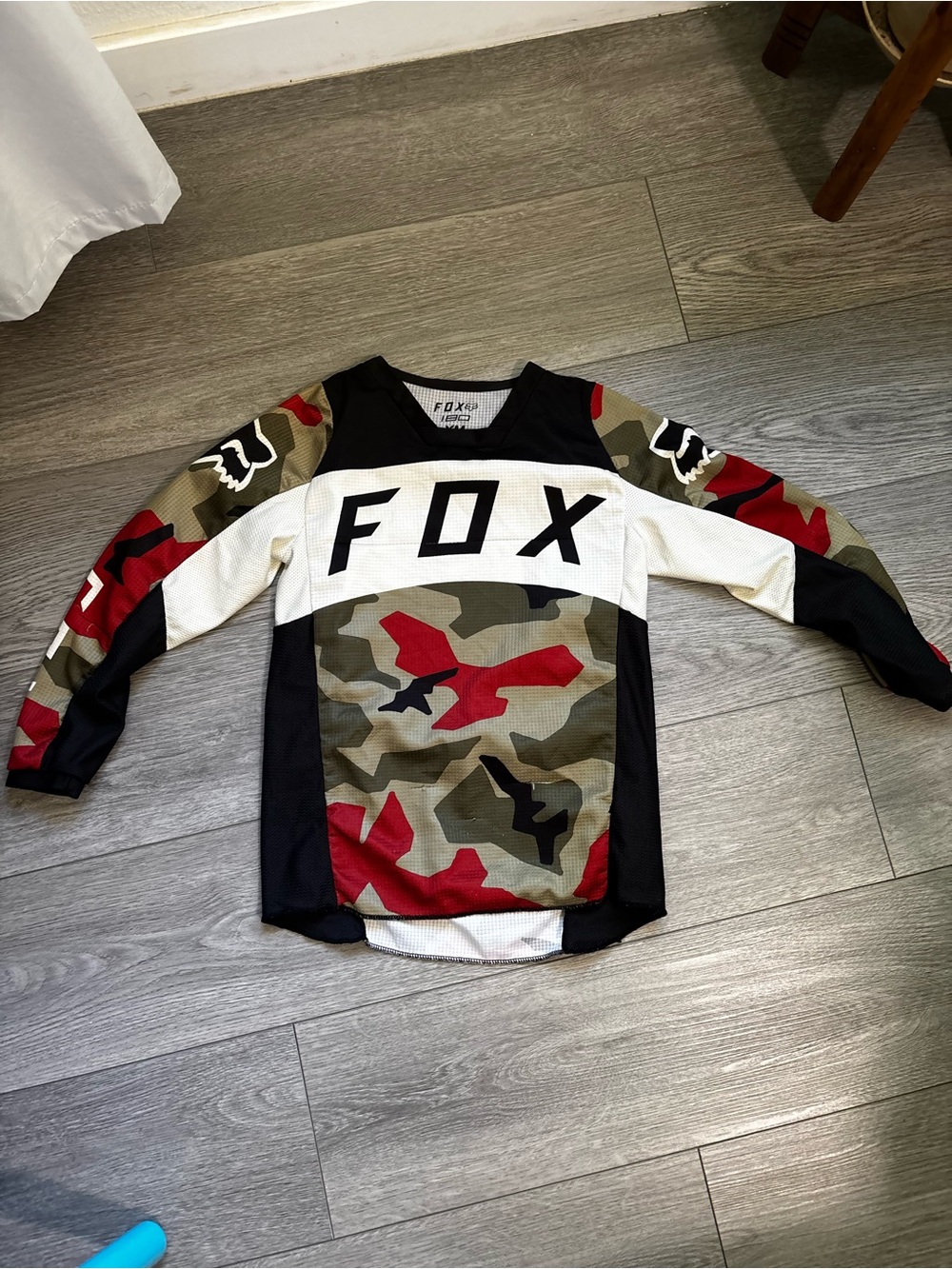 Fox Kids Camo Motocross Jersey - Red/Olive/Black